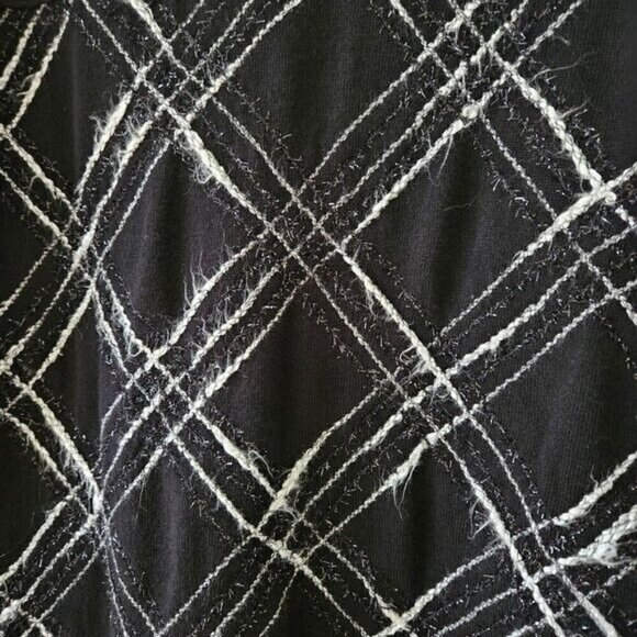 Leo & Ugo Sweater Womens L Black Argyle LS Cowl Neck Goth Boho Whimsigoth Y2K - Picture 12 of 13